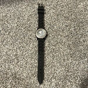 New Black Zebra Silicone Rhinestone Watch